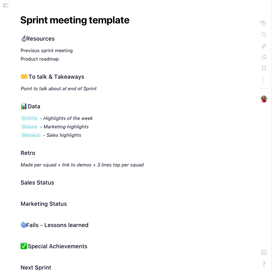 sprint meetings schedule a meeting template